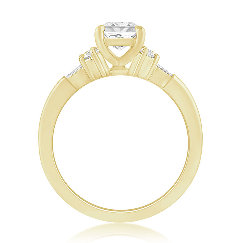 Emerald-Cut Lab Grown 1.5ct. Diamond With Brilliant & Baguette-Cut Accents Engagement Ring in 14k Yellow Gold image number null